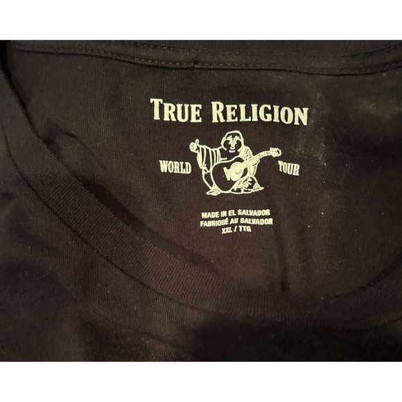 True Religion World Tour XXL Black T-Shirt, soft Cotton Tee - Picture 4 of 4